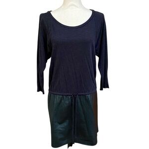 Velvet by Graham & Spencer Black Mixed Media Faux Leather Skirt Dress Size Small